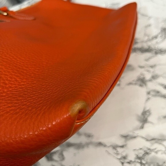 DOONEY & BOURKE Vintage Pebble Leather Satchel Crossbody & Short handle Orange - Picture 13 of 13